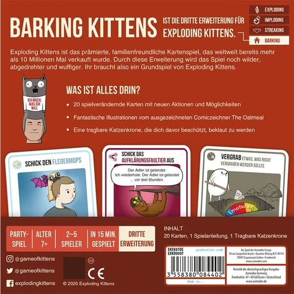 Asmodee Exploding Kittens - Barking Kittens, Kartenspiel 3 Asmodee Exploding Kittens - Barking Kittens, Kartenspiel – Bild 3