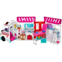 Mattel Barbie 2-in-1 Krankenwagen Spielset, Spielfahrzeug