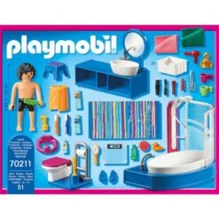 PLAYMOBIL 70211 Dollhouse Badezimmer, Konstruktionsspielzeug -Spielzeugwelt Verkauf PLAYMOBIL 70211 Dollhouse Badezimmer Konstruktionsspielzeug@@1sspk14u 1