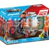 PLAYMOBIL 71256 Stuntshow Starter Pack Stuntshow Motorrad Mit Feuerwand, Konstruktionsspielzeug